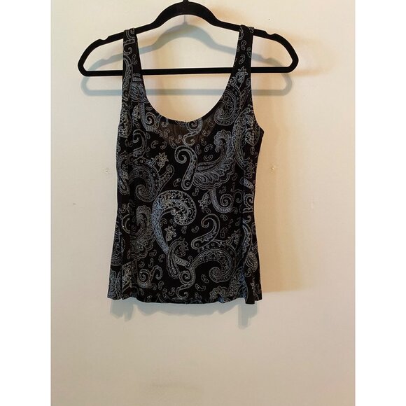 Alex Evenings Black Blue Paisley Print Jacket & Tank Set Medium - Picture 6 of 16